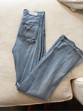 pistola Light Blue Distressed Straight-Leg Jeans
